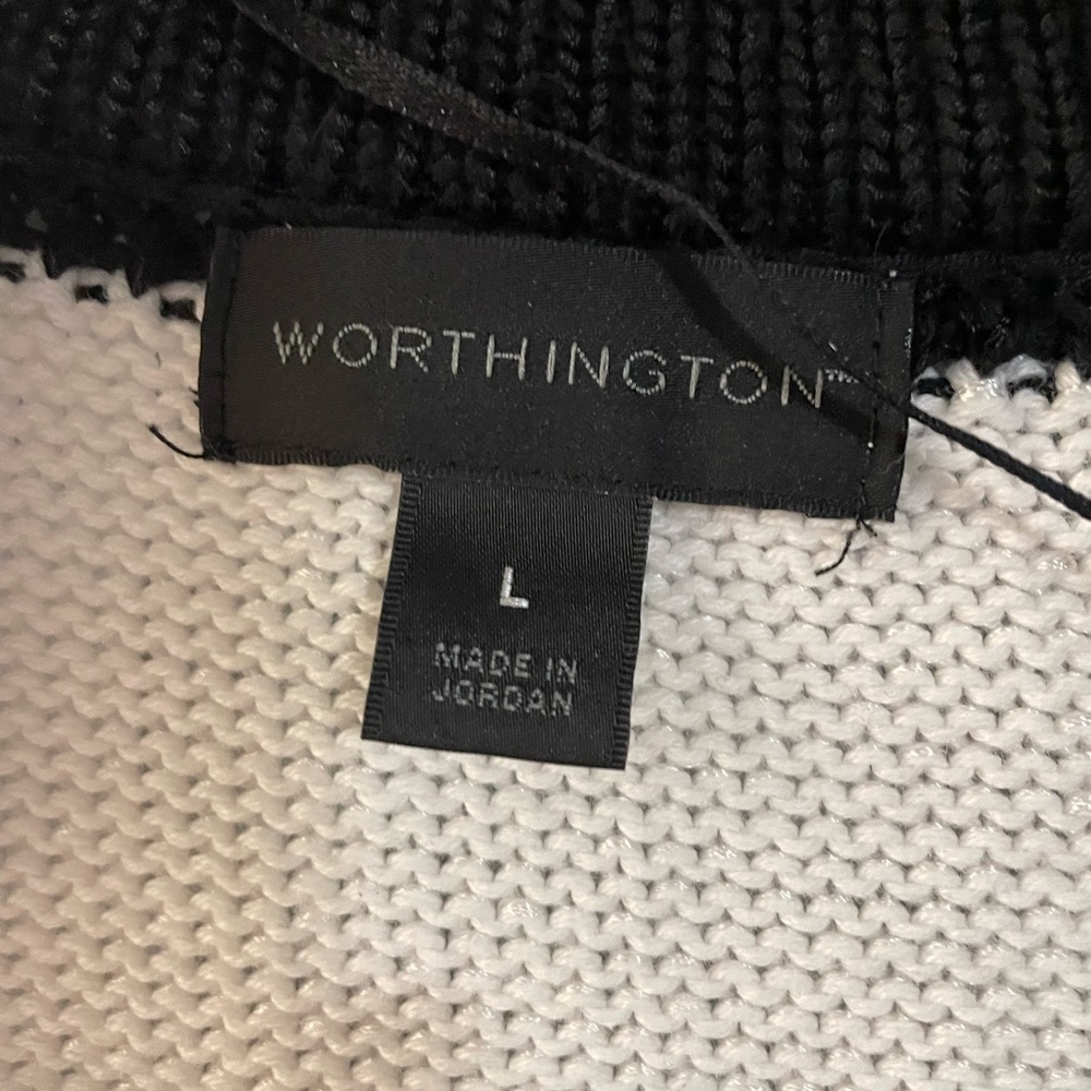 Worthington size large in cardigan, black and white